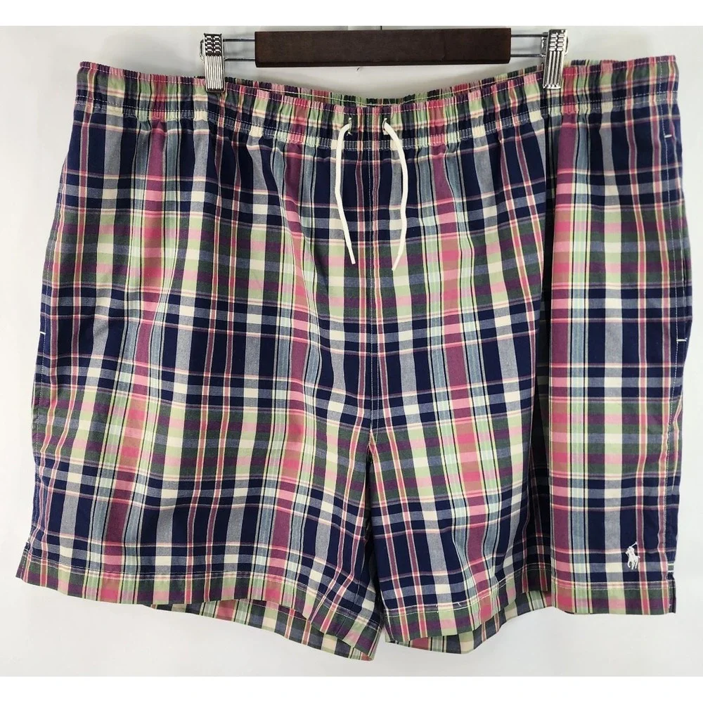 Polo Sport Ralph Lauren Plaid Swim Trunk Men's 2X Big Lined Drawstring Waist